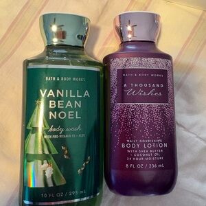 Bath & Body Works Vanilla Bean Noel Body Wash and A Thousand Wishes Body Lotion